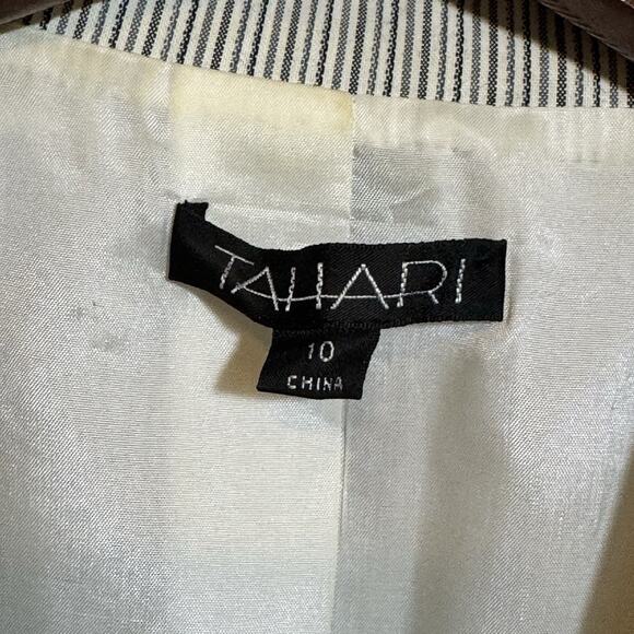 Tahari Women’s Blazer Career Pockets Lined Long Sleeve Pin Strikes Lace Size 10 - Picture 4 of 7